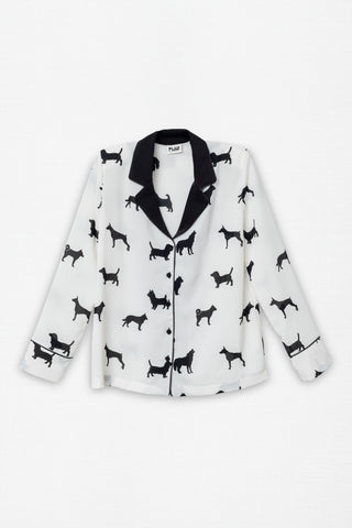 DOGS PRINT CREPE SHIRT