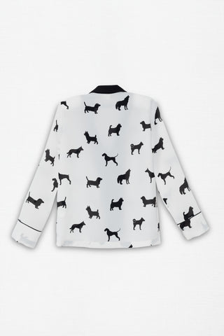 CHEMISE EN CRÊPE IMPRIMÉ CHIENS