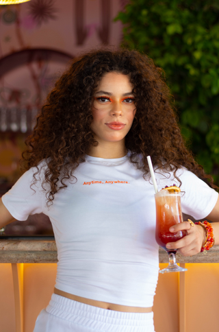 STRETCH EMBROIDERED CROPPED T-SHIRT l ORANGE EDITION