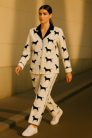 DOGS PRINT CREPE PANTS